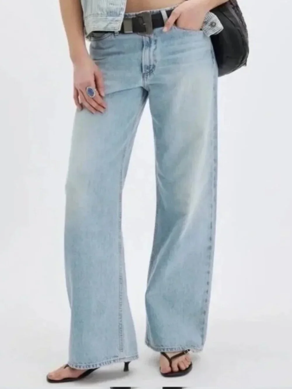 NEW $268 AGOLDE LEX LOW SLUNG BAGGY JEANS IN LIGHT BLUE #2 SIZE 27 - Picture 3 of 16